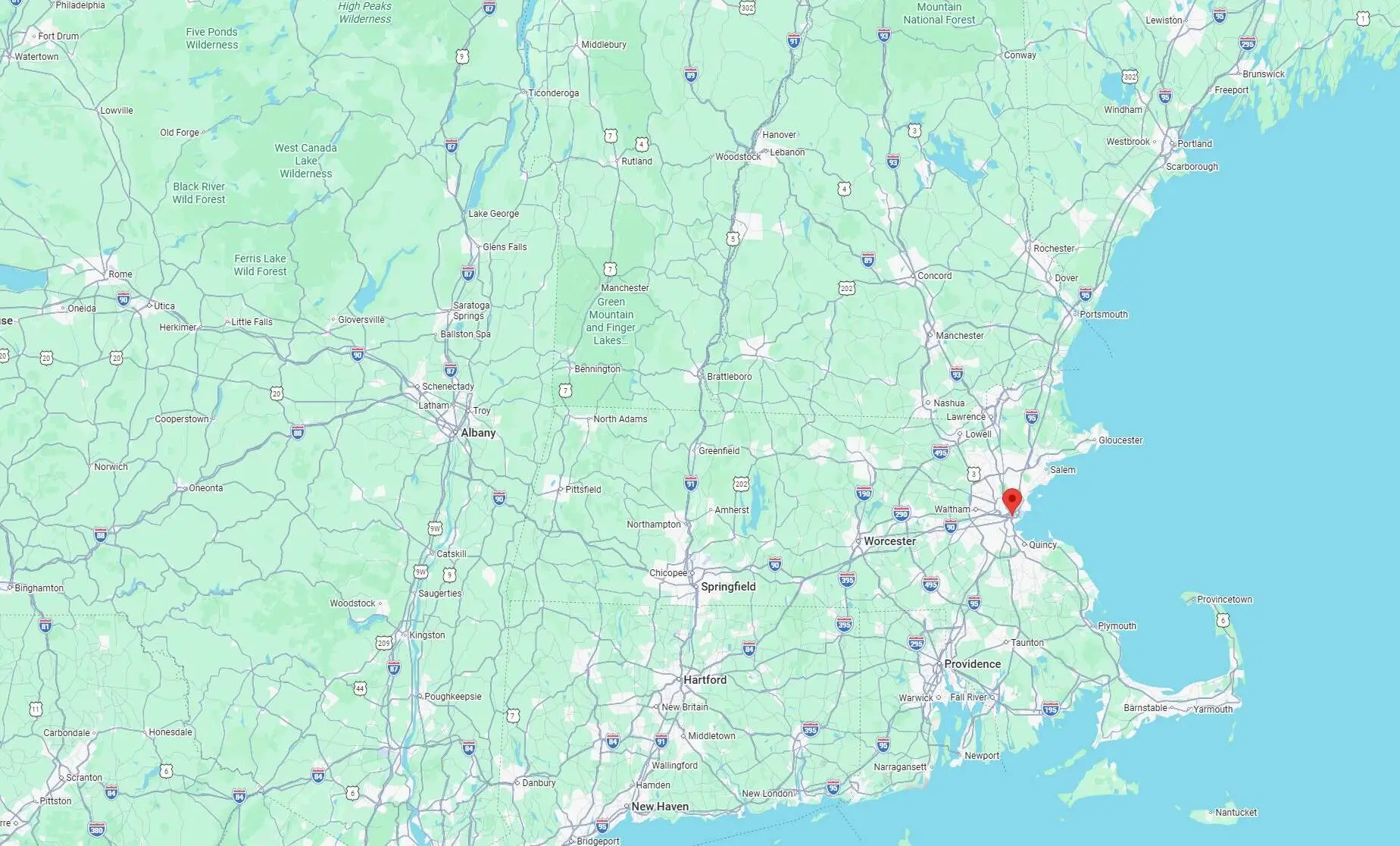 Map showing Boston Courier Inc.'s extensive delivery network across the United States.